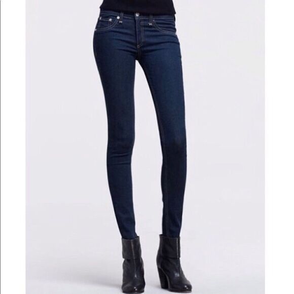 Rag & Bone The Legging Skinny Jeans - Clean Indigo Medium Wash Low-rise Sz 25 - Picture 2 of 16